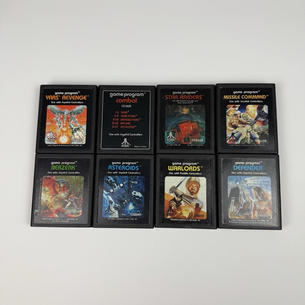 Atari 2600 Lot of 8 Berzerk Asteroids Warlords Combat Defender Missle Command +